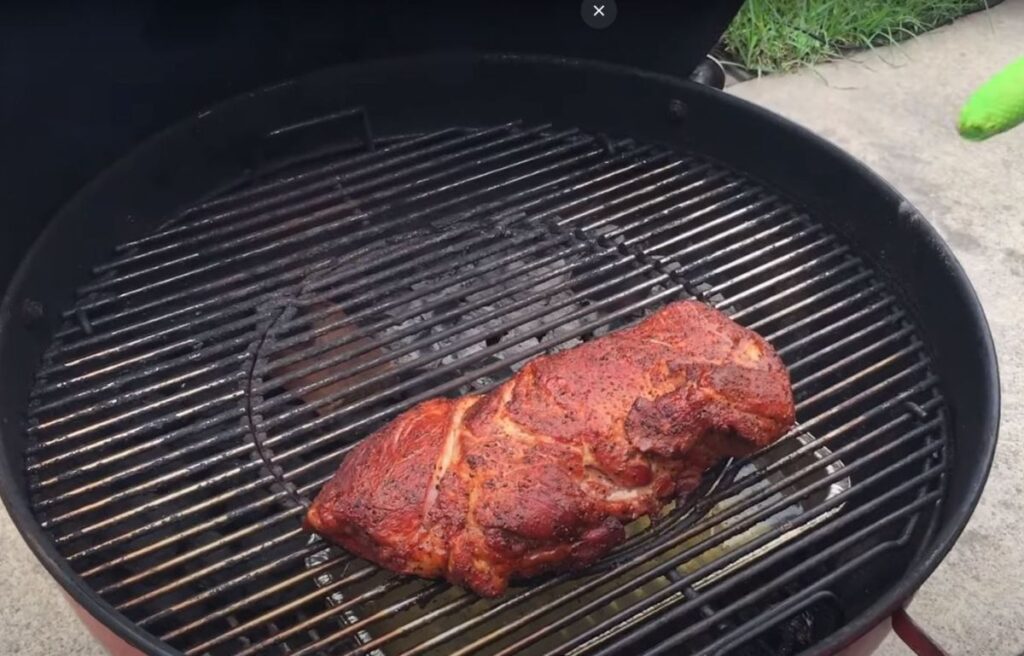 Cooking on a charcoal smoker