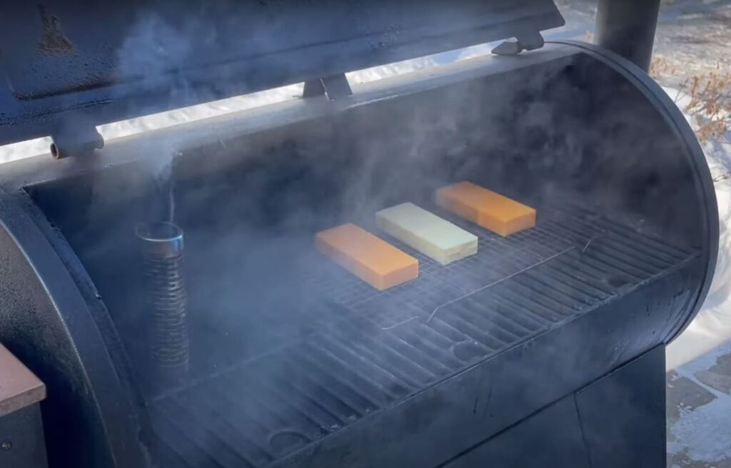 Cold smoking cheese with a smoke tube