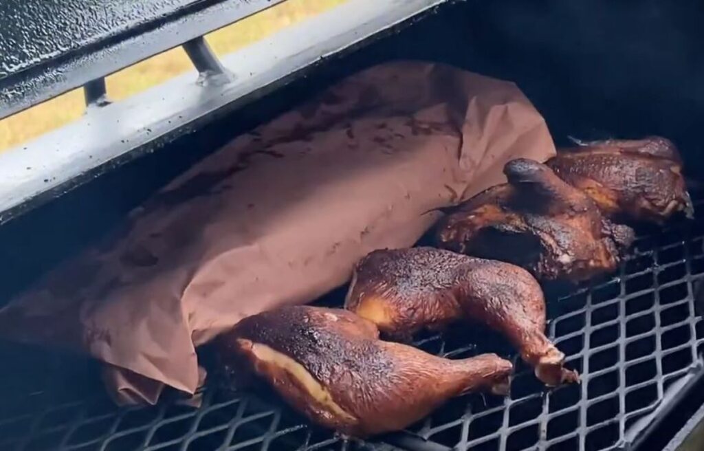 Positioning for ribs and chicken inside smoker