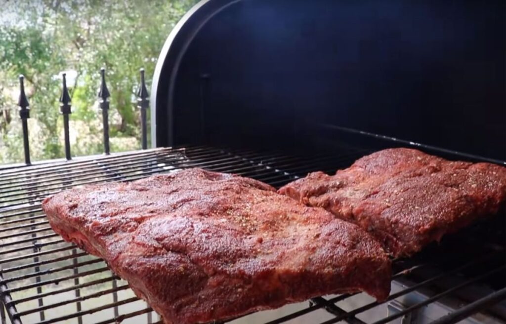 Ribs Placed inside the smoker
