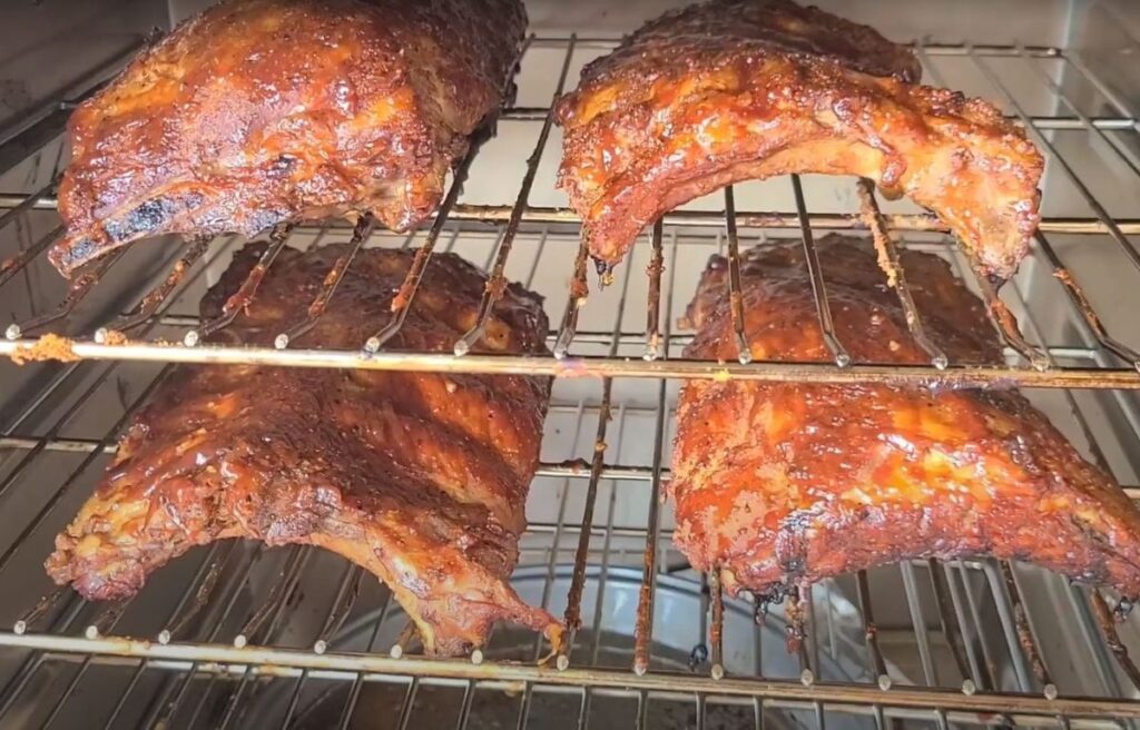 Smoking four ribs at once in char-broil smoker