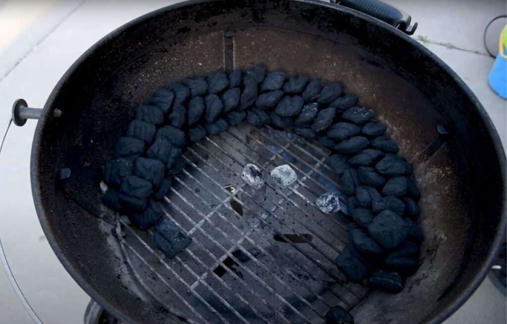 Stacking the charcoal