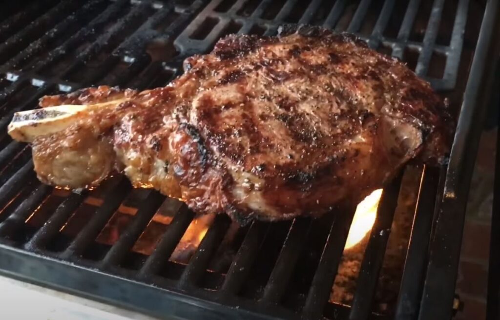 Grilling ribeye steak